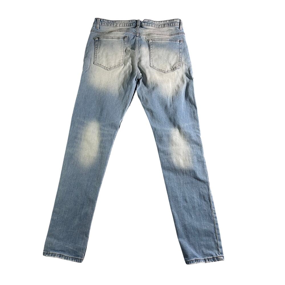 Fashion Nova Men's Distressed Skinny Jeans Size 36 Light Wash Stretch Denim - Picture 2 of 8